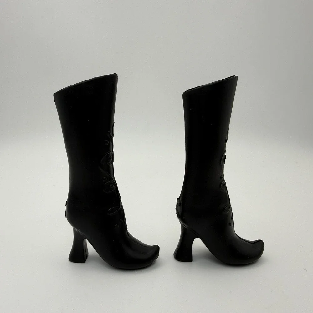 Mattel Barbie Doll Boots Disney Princess Anna Frozen Tall Black Scroll Curved